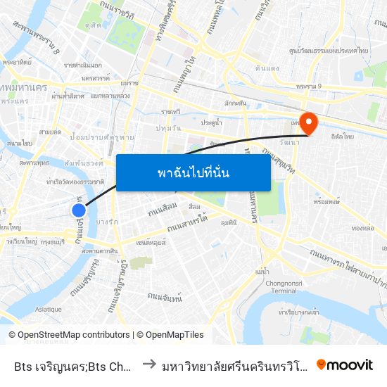 Bts เจริญนคร;Bts Charoen Nakhon to มหาวิทยาลัยศรีนครินทรวิโรฒ ประสานมิตร map