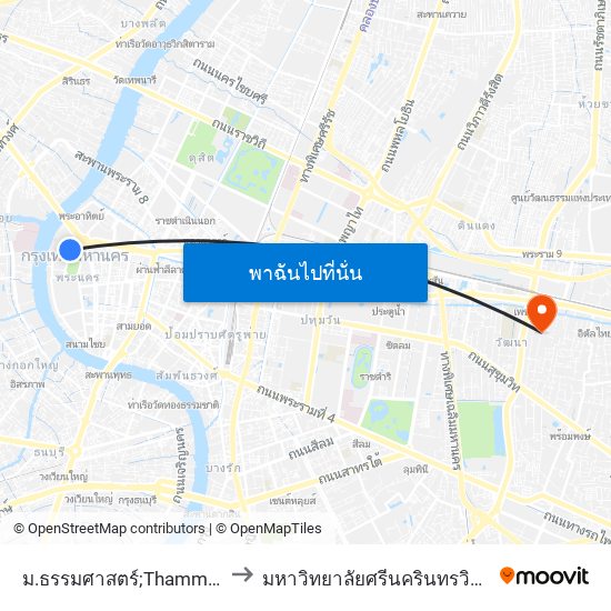 ม.ธรรมศาสตร์;Thammasat University to มหาวิทยาลัยศรีนครินทรวิโรฒ ประสานมิตร map