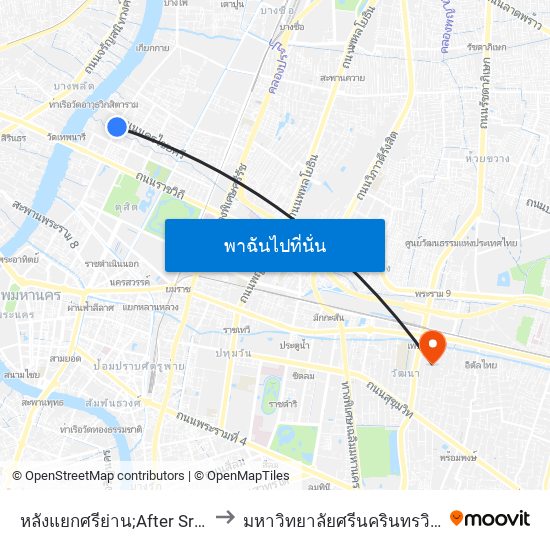 หลังแยกศรีย่าน;After Sriyan Intersection to มหาวิทยาลัยศรีนครินทรวิโรฒ ประสานมิตร map