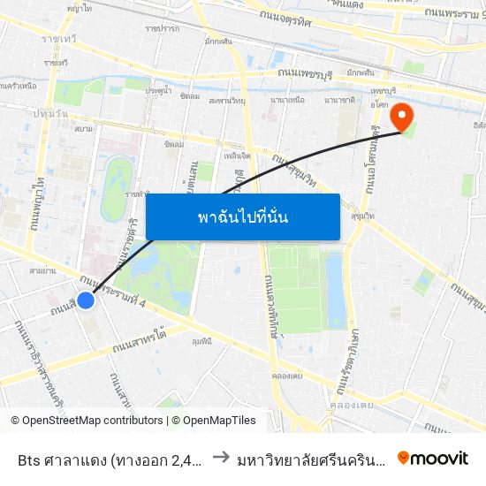 Bts ศาลาแดง (ทางออก 2,4);Bts Saladaeng (Exit 2,4) to มหาวิทยาลัยศรีนครินทรวิโรฒ ประสานมิตร map