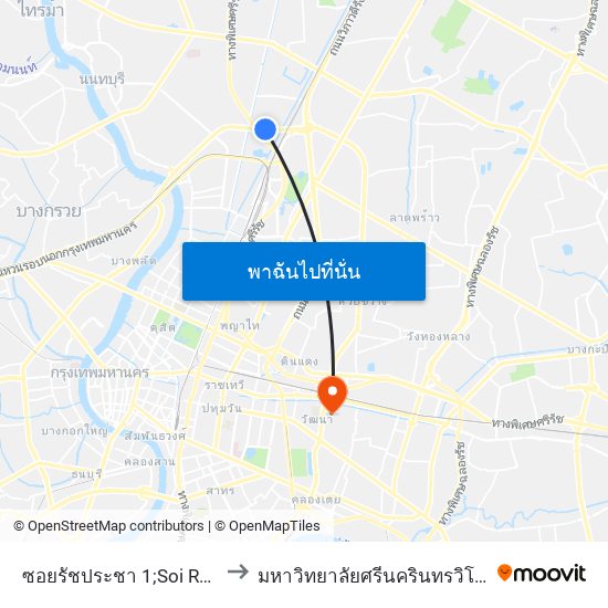 ซอยรัชประชา 1;Soi Ratchapracha 1 to มหาวิทยาลัยศรีนครินทรวิโรฒ ประสานมิตร map