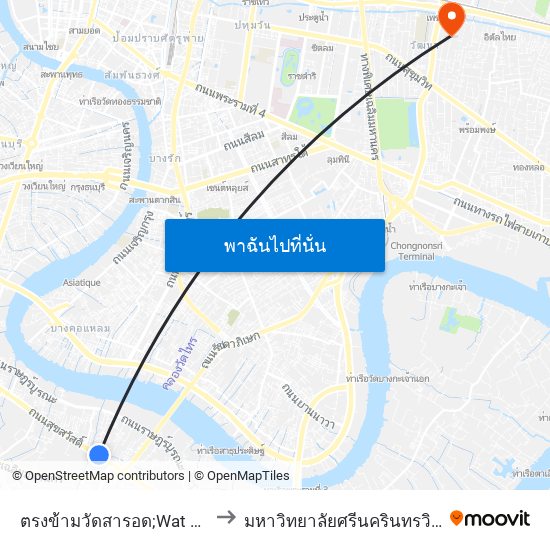 ตรงข้ามวัดสารอด;Wat Sarod (Opposite) to มหาวิทยาลัยศรีนครินทรวิโรฒ ประสานมิตร map