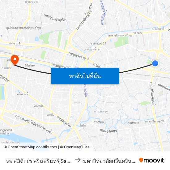 รพ.สมิติเวช ศรีนครินทร์;Samitivej Srinakarin Hospital to มหาวิทยาลัยศรีนครินทรวิโรฒ ประสานมิตร map