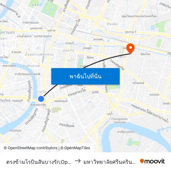 ตรงข้ามโรบินสันบางรัก;Opposite Robinson Bangrak to มหาวิทยาลัยศรีนครินทรวิโรฒ ประสานมิตร map