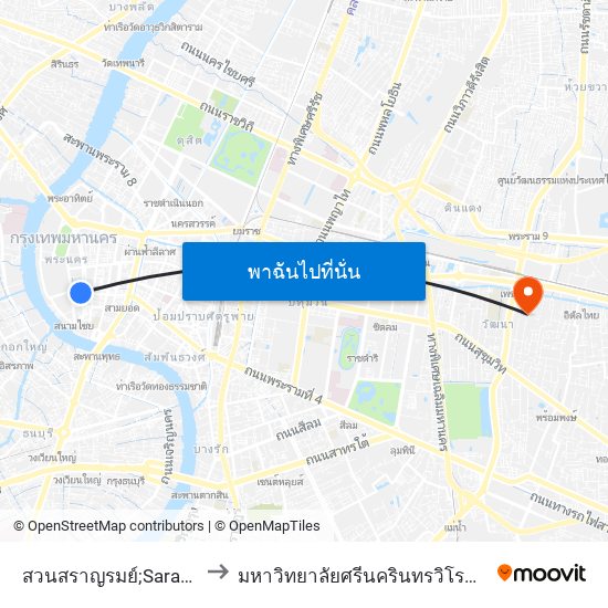 สวนสราญรมย์;Saranrom Park to มหาวิทยาลัยศรีนครินทรวิโรฒ ประสานมิตร map