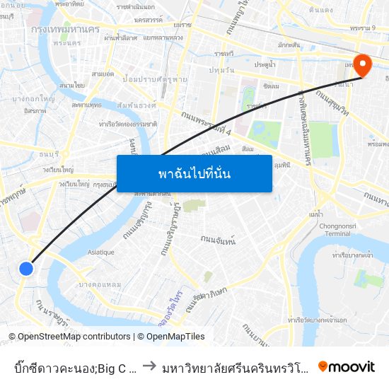 บิ๊กซีดาวคะนอง;Big C Daokhanong to มหาวิทยาลัยศรีนครินทรวิโรฒ ประสานมิตร map