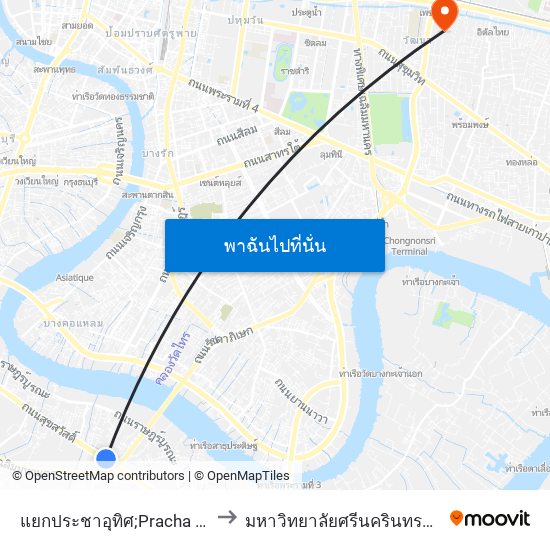 แยกประชาอุทิศ;Pracha Uthit Intersection to มหาวิทยาลัยศรีนครินทรวิโรฒ ประสานมิตร map