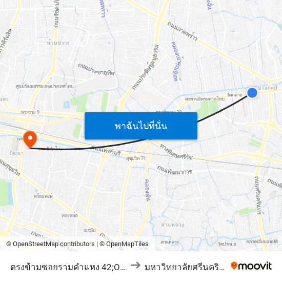 ตรงข้ามซอยรามคำแหง 42;Opposite Soi Ramkhamhaeng 42 to มหาวิทยาลัยศรีนครินทรวิโรฒ ประสานมิตร map