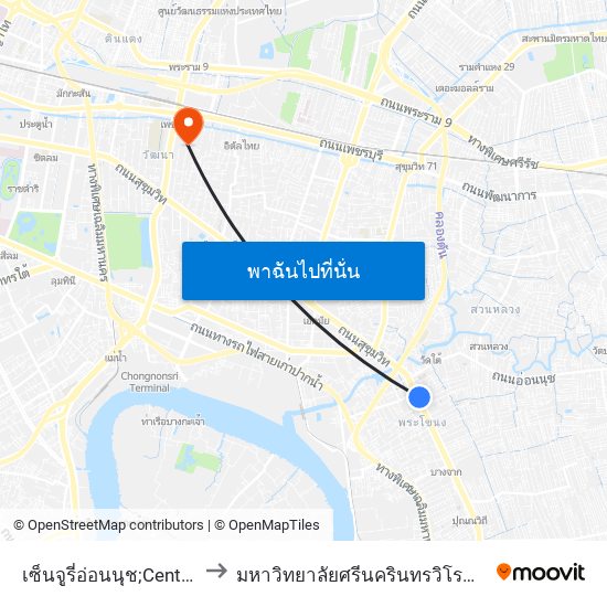 เซ็นจูรี่อ่อนนุช;Century on Nut to มหาวิทยาลัยศรีนครินทรวิโรฒ ประสานมิตร map