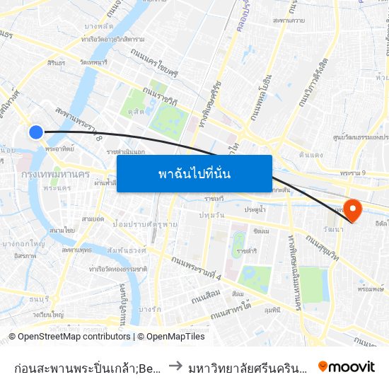 ก่อนสะพานพระปิ่นเกล้า;Before Phra Pinklao Bridge to มหาวิทยาลัยศรีนครินทรวิโรฒ ประสานมิตร map