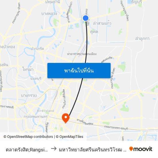 ตลาดรังสิต;Rangsit Market to มหาวิทยาลัยศรีนครินทรวิโรฒ ประสานมิตร map