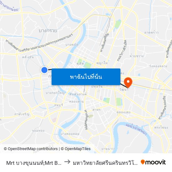 Mrt บางขุนนนท์;Mrt Bang Khun Non to มหาวิทยาลัยศรีนครินทรวิโรฒ ประสานมิตร map