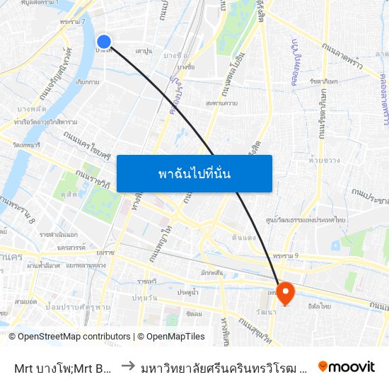 Mrt บางโพ;Mrt Bang Pho to มหาวิทยาลัยศรีนครินทรวิโรฒ ประสานมิตร map