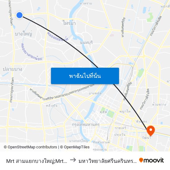 Mrt สามแยกบางใหญ่;Mrt Sam Yeak Bang Yai to มหาวิทยาลัยศรีนครินทรวิโรฒ ประสานมิตร map