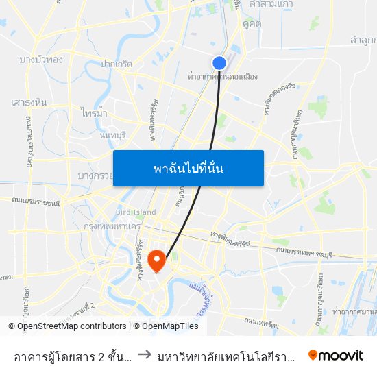 อาคารผู้โดยสาร 2 ชั้น 1 ประตู 12 to มหาวิทยาลัยเทคโนโลยีราชมงคลกรุงเทพ map