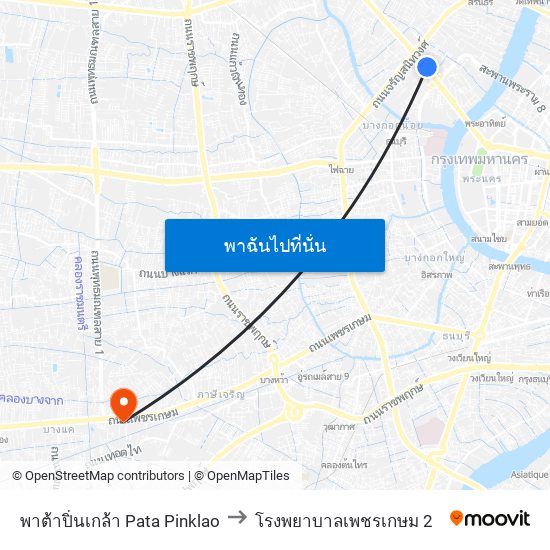 พาต้าปิ่นเกล้า Pata Pinklao to โรงพยาบาลเพชรเกษม 2 map