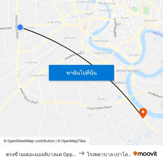 ตรงข้ามเดอะมอลล์บางแค Opp the Mall Bangkae to โรงพยาบาล เปาโลพระประแดง map