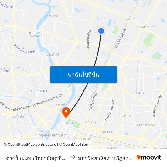 ตรงข้ามมหาวิทยาลัยธุรกิจบัณฑิตย์ to มหาวิทยาลัยราชภัฏสวนสุนันทา map