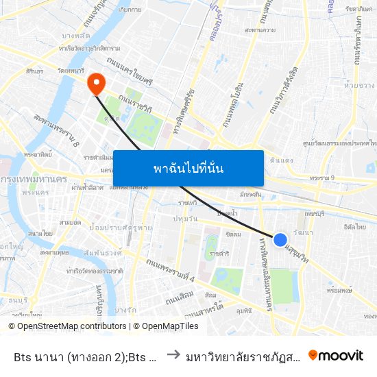 Bts นานา (ทางออก 2);Bts Nana (Exit 2) to มหาวิทยาลัยราชภัฏสวนสุนันทา map