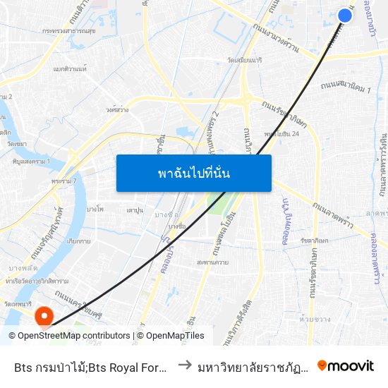 Bts กรมป่าไม้;Bts Royal Forest Department to มหาวิทยาลัยราชภัฏสวนสุนันทา map