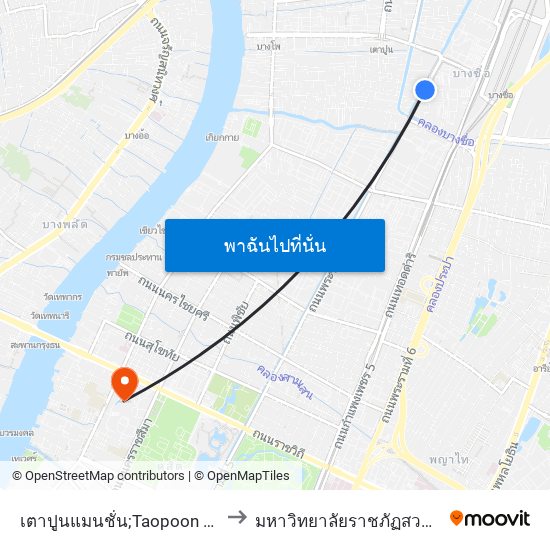 เตาปูนแมนชั่น;Taopoon Mansion to มหาวิทยาลัยราชภัฏสวนสุนันทา map