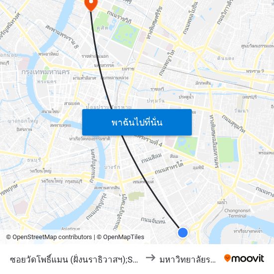 ซอยวัดโพธิ์แมน (ฝั่งนราธิวาสฯ);Soi WAT Phoman (Naradhiwat Side) to มหาวิทยาลัยราชภัฏสวนสุนันทา map