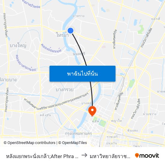 หลังแยกพระนั่งเกล้า;After Phra Nangklao Intersection to มหาวิทยาลัยราชภัฏสวนสุนันทา map