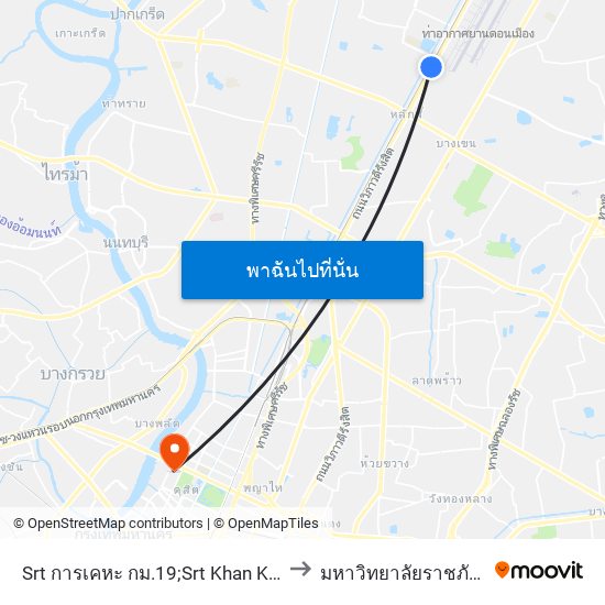 Srt การเคหะ กม.19;Srt Khan Keha Khomo Sipkao to มหาวิทยาลัยราชภัฏสวนสุนันทา map