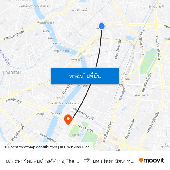 เดอะพาร์คแลนด์วงศ์สว่าง;The Parkland Wongsawang to มหาวิทยาลัยราชภัฏสวนสุนันทา map