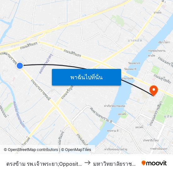 ตรงข้าม รพ.เจ้าพระยา;Opposite Chaophya Hospital to มหาวิทยาลัยราชภัฏสวนสุนันทา map