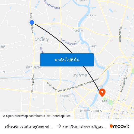 เซ็นทรัลเวสต์เกต;Central Westgate to มหาวิทยาลัยราชภัฏสวนสุนันทา map