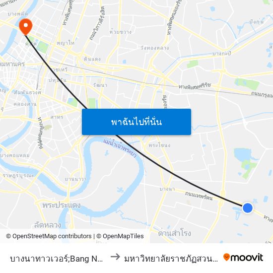 บางนาทาวเวอร์;Bang Na Tower to มหาวิทยาลัยราชภัฏสวนสุนันทา map