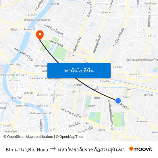 Bts นานา;Bts Nana to มหาวิทยาลัยราชภัฏสวนสุนันทา map