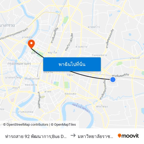 ท่ารถสาย 92 พัฒนาการ;Bus Depot 92 Phatthanakan to มหาวิทยาลัยราชภัฏสวนสุนันทา map