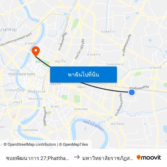 ซอยพัฒนาการ 27;Phatthanakan Soi 27 to มหาวิทยาลัยราชภัฏสวนสุนันทา map