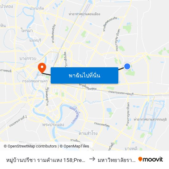 หมู่บ้านปรีชา รามคำแหง 158;Preecha Ramkhamhaeng 158 Village to มหาวิทยาลัยราชภัฏสวนสุนันทา map