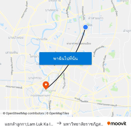 แยกลำลูกกา;Lam Luk Ka Intersection to มหาวิทยาลัยราชภัฏสวนสุนันทา map