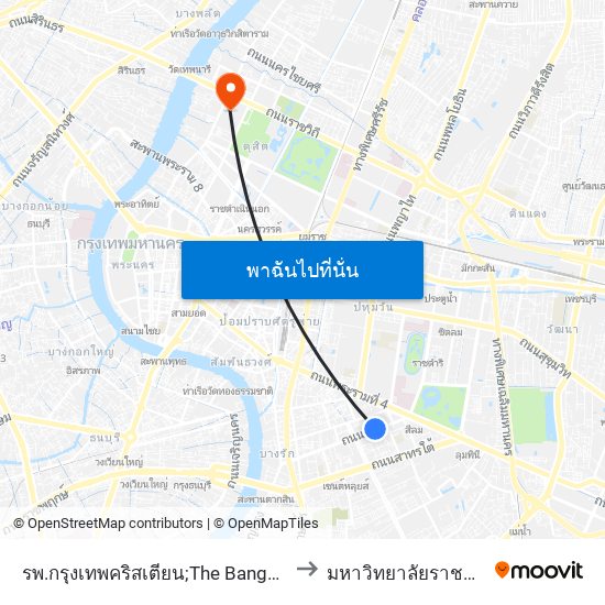 รพ.กรุงเทพคริสเตียน;The Bangkok Christian Hospital to มหาวิทยาลัยราชภัฏสวนสุนันทา map