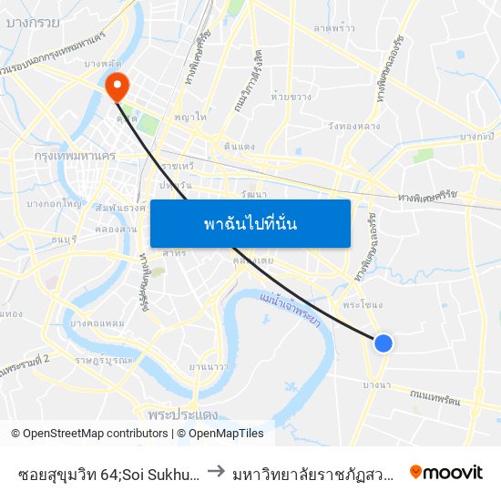 ซอยสุขุมวิท 64;Soi Sukhumwit 64 to มหาวิทยาลัยราชภัฏสวนสุนันทา map