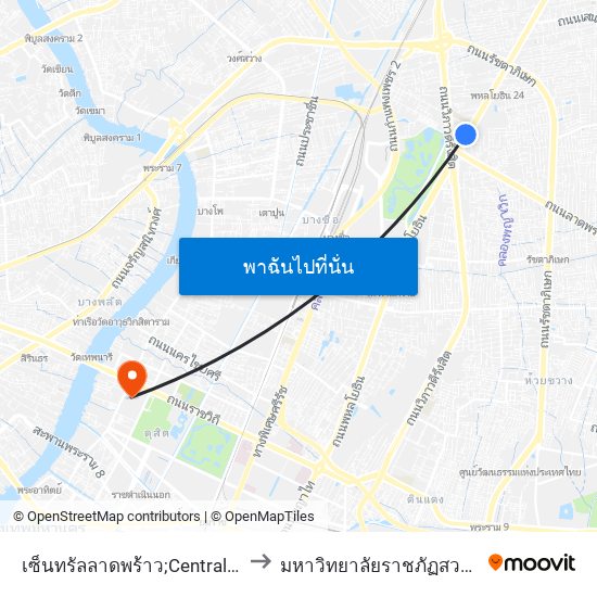 เซ็นทรัลลาดพร้าว;Central Ladprao to มหาวิทยาลัยราชภัฏสวนสุนันทา map