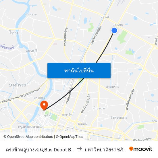 ตรงข้ามอู่บางเขน;Bus Depot Bangkhen (Opposite) to มหาวิทยาลัยราชภัฏสวนสุนันทา map