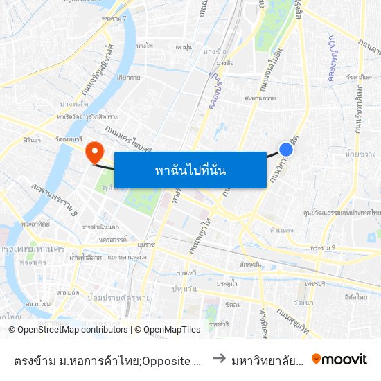 ตรงข้าม ม.หอการค้าไทย;Opposite University Of the Thai Chamber Of Commerce to มหาวิทยาลัยราชภัฏสวนสุนันทา map