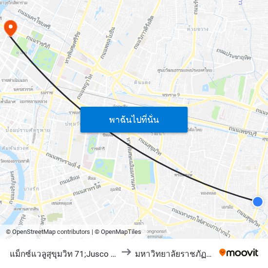 แม็กซ์แวลูสุขุมวิท 71;Jusco Phra Khanong to มหาวิทยาลัยราชภัฏสวนสุนันทา map