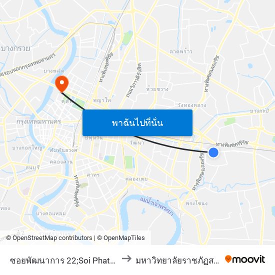 ซอยพัฒนาการ 22;Soi Phatthanakan 22 to มหาวิทยาลัยราชภัฏสวนสุนันทา map