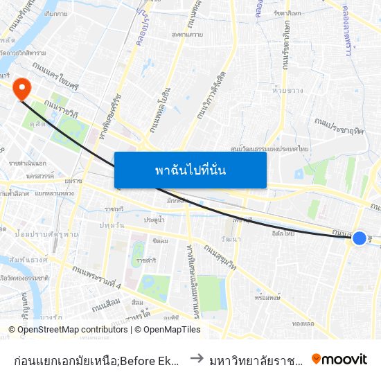 ก่อนแยกเอกมัยเหนือ;Before Ekkamai Nuea Intersection to มหาวิทยาลัยราชภัฏสวนสุนันทา map