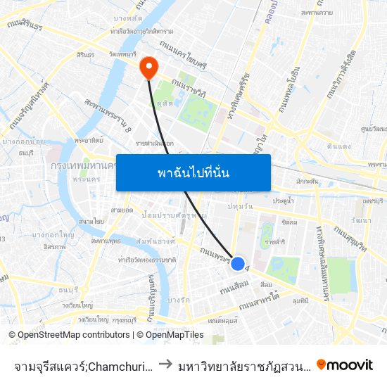 จามจุรีสแควร์;Chamchuri Square to มหาวิทยาลัยราชภัฏสวนสุนันทา map