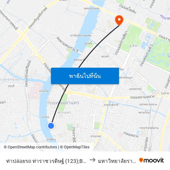 ท่าปล่อยรถ ท่าราชวรดิษฐ์ (123);Bus Terminal Ratcha Woradit Pier to มหาวิทยาลัยราชภัฏสวนสุนันทา map