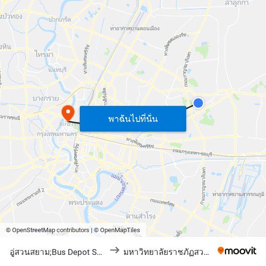 อู่สวนสยาม;Bus Depot Suan Siam to มหาวิทยาลัยราชภัฏสวนสุนันทา map
