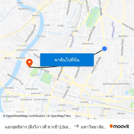 แยกสุทธิสาร (ฝั่งวิภาวดี ขาเข้า);Suthisan Intersection (Vibhavadi Side Inbound) to มหาวิทยาลัยราชภัฏสวนสุนันทา map