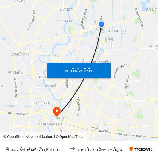 ฟิวเจอร์ปาร์ครังสิต;Future Park Rangsit to มหาวิทยาลัยราชภัฏสวนสุนันทา map